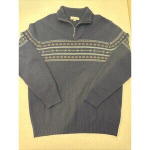Men’s Joseph Abboud 100% Cashmere 1/4 Zip Long Sleeve Sweater Blue Size L